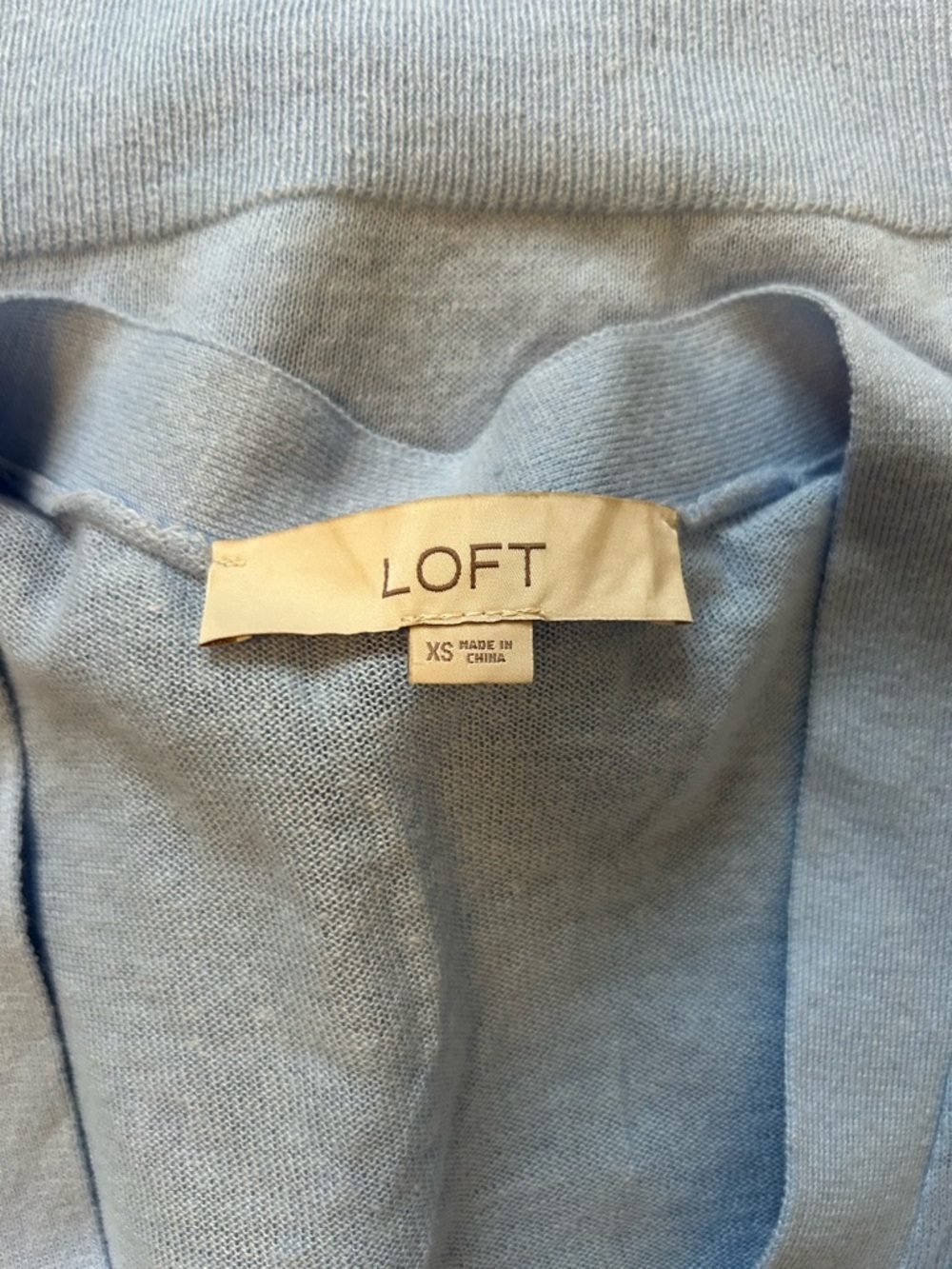 LOFT Light Blue V-Neck Button Front Cardigan - Picture 3 of 3